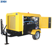185cfm 8 Bar Diesel Mobile Petit mini compresseur d'air à vis à injection d'huile portable sur châssis pour sabler les travaux de construction