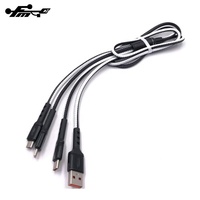 Kabel Usb beberapa ponsel dikepang kabel pengisi daya kabel nilon standar warna campuran seng logam campuran Shenzhen PVC pengisian cepat 3in 1