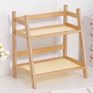Wooden Desktop Storage <b>Rack</b> 2 Tier Bamboo Organizer For Office Bedroom <b>Kitchen</b> Living Room - Product Image 1