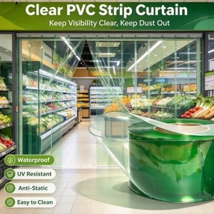 Cortina de PVC Antiestática Verde Transparente para Puertas de Cámaras Frigoríficas de Supermercados, Fácil de Limpiar, Impermeable y Resistente a los Rayos UV - Product Image 1