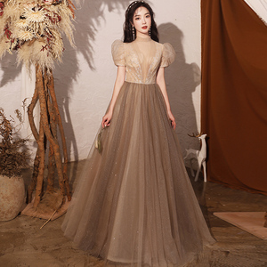 2020 eleganti <span class=keywords><strong>abiti</strong></span> da sera <span class=keywords><strong>con</strong></span> <span class=keywords><strong>scollo</strong></span> a barchetta in Tulle <span class=keywords><strong>con</strong></span> paillettes e mezza manica - Product Image 5