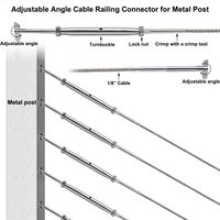 1/8 matériel de tendeur de swage UNIQUEMENT pour poteau en métal montage mural poteau d'angle 180 escalier de pont à angle réglable T316