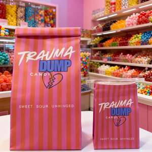 Custom Logo Print Kraft Striped Paper <b>Bag</b> for Candy Shop Tin Tie Label Lock Sandwich Bread <b>Bags</b> for Craft for Cookies Candies - Product Image 2