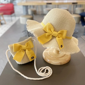Chapeau <span class=keywords><strong>de</strong></span> soleil unisexe en coton pour bébés et enfants, style européen-américain, respirant, avec nœud, en tissu papyrus, bord <span class=keywords><strong>de</strong></span> pêcheur - Product Image 1
