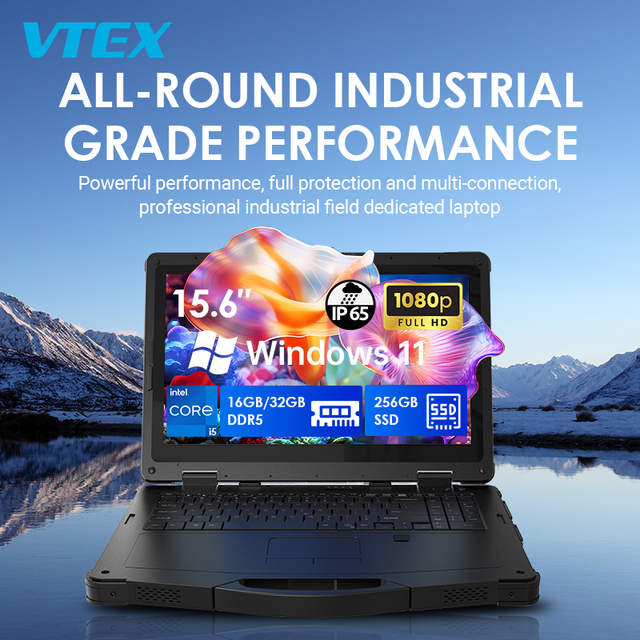 15.6 Inch 5G NR 4G LTE Rugged Laptop Core I5-1235U 10 Points Capacitive 4700mAh IP65 Touch Screen Rugged Industrial Laptop