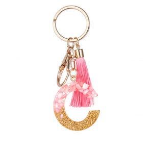 Mayorista Bolso Colgante <span class=keywords><strong>Capital</strong></span> 26 Letras Llavero Inglés Palabra Fringe Llavero Resina Flash Acrílico Llavero Colgante - Product Image 6