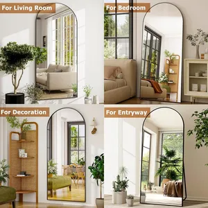 Espejo arqueado de pared de 34x76 pulgadas, marco de aleación de aluminio de alta definición, espejo de cuerpo completo para dormitorio o sala de estar - Product Image 6