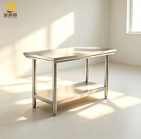 Plan de travail double en acier inoxydable poli robuste avec pieds réglables pour cuisine commerciale 300 kg/m