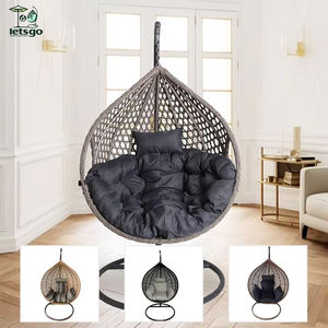 كرسي أرجوحة فاخر بتصميم عصري للشرفات والتراسات الخارجية، كرسي بيضاوي من الراتان - Product Image 2