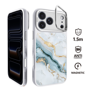 เคสโทรศัพท์ <span class=keywords><strong>iPhone</strong></span> 17 18 รุ่นปี 2026 หรูหรา พร้อมแผงกระจกนิรภัยเคลือบเงิน ตัวยึดกล้องโลหะ ปุ่มโลหะ แม่เหล็ก และช่องสำหรับสายคล้อง - Product Image 1