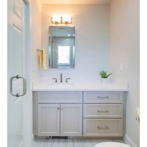 โต๊ะเครื่องแป้งในห้องน้ำทำจากไม้ติดผนังและพื้นเครื่องปั่นสไตล์โมเดิร์นออกแบบได้ตามต้องการจากจีน - Product Image 4