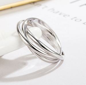 Joyería <span class=keywords><strong>de</strong></span> moda 925 plata esterlina triple entrelazado <span class=keywords><strong>Rock</strong></span> <span class=keywords><strong>and</strong></span> <span class=keywords><strong>Roll</strong></span> Rolling alto pulido Domo liso anillo <span class=keywords><strong>de</strong></span> boda - Product Image 3