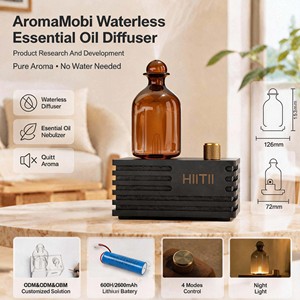 <span class=keywords><strong>Diffusore</strong></span> di Aromi Portatile in Legno Naturale e Vetro, Senza Acqua, per <span class=keywords><strong>Oli</strong></span> <span class=keywords><strong>Essenziali</strong></span> Puri, Ricaricabile, per Benessere Domestico - Product Image 4