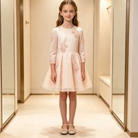 Tissu en lin Tencel rose clair A1004 avec motif dégradé de perles pour robes délicates
