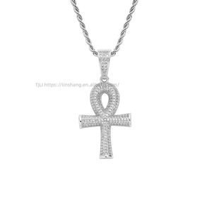 Three-dimensional <b>cross</b> pendant <b>chain</b>, hip-hop jewelry, accessories, full zirconium <b>cross</b> necklace. - Product Image 5