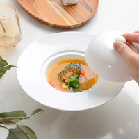 Assiette en céramique de haute qualité de style nordique avec couvercle, design moderne, assiette de service pour soupe, usage domestique, hôtels et restaurants élégants