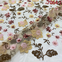 Tela de Encaje Bordada Floral de Lujo, 100% Poliéster, Tul Tejido para Vestidos de Fiesta y Textiles para el Hogar