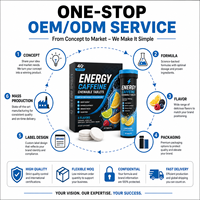 Comprimés à croquer multi-saveurs énergisants à la caféine pour stimuler la vigilance et la concentration, sans sucre, supplément, marque privée, OEM, ODM, formule personnalisée