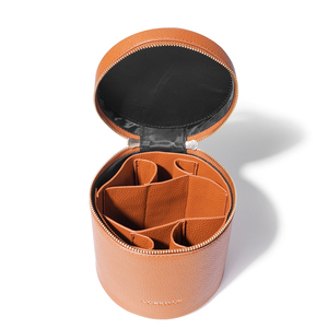 Pochette de maquillage ronde organisée Rownyeon avec compartiments amovibles et ceinture de brosse - Product Image 5