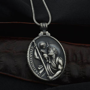 Collier pendentif ovale Jésus en étain sans plomb pour homme, articles religieux catholiques en gros, bijoux, <span class=keywords><strong>Saint</strong></span> François, chrétien - Product Image 4