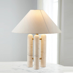 <b>Table</b> <b>Lamp</b> Marble <b>Base</b> Led Light E27 Bulb Switch Control 220V For Bedside Study Desk Minimalist Design - Product Image 1