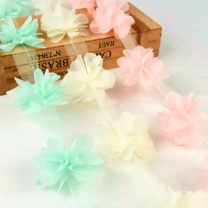 DIY kerajinan jahit perlengkapan bunga 3D sifon Cluster bunga renda gaun dekorasi renda kain Applique pemangkasan - Product Image 2