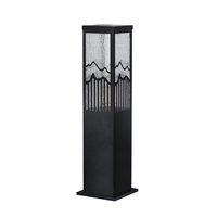 Lampe de balise extérieure E27 moderne en métal noir pour jardin avec verre texturé