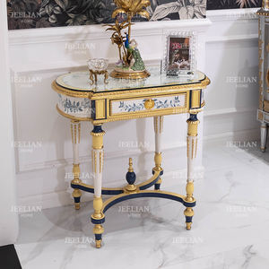 Estilo francés de madera maciza tallada a mano elegante serie Villa importada sala de estar sofá mesa de esquina muebles para el hogar pintados con lámina de oro - Product Image 3