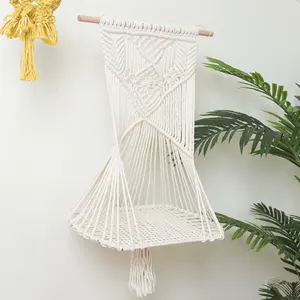 태피스트리 스윙 침대 Macrame 코튼 로프 고양이 창 퍼치 벽 교수형 고양이 침대 실내 고양이 잠자는