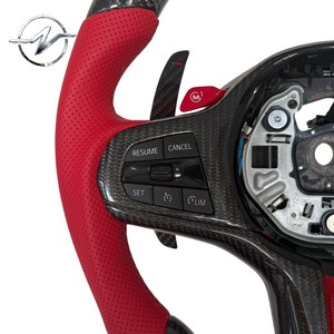 <span class=keywords><strong>Volant</strong></span> de course en fibre de carbone avec écran LED antidérapant et surpiqûres en cuir rouge de la marque YZ pour G05 G20 G30 G2X G3X X5 - Product Image 2