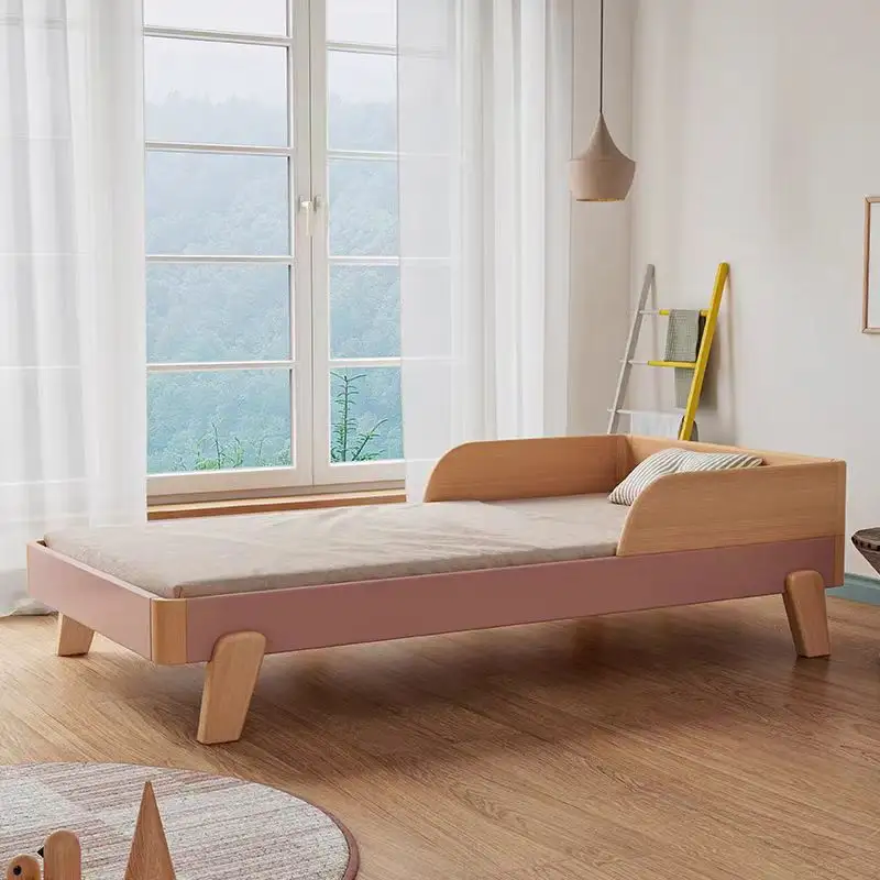 Avrupa katı ahşap yatak çocuk yatağı ekonomik japon basit tek karyola iskeleti modern çocuk nevresim takımı lüks minimalist mobilya