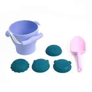Bpa Free Portable Silicone Sand Bucket Toys Customized Quality Kids Baby Silicone Beach Toys