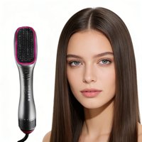 Sèche-cheveux ionique en céramique personnalisé avec peigne, brosse chauffante professionnelle 3-en-1 pour lisser les cheveux, pour usage domestique et en salon