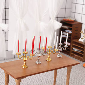 Modèle miniature de <span class=keywords><strong>chandelier</strong></span> avec trois bougies vintage, pièces 1:12, jouets pour maison de poupée Ob11 - Product Image 2