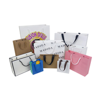 Sac fourre-tout personnalisé en papier kraft brun avec logo imprimé sur mesure, poignées en ruban, pour bijoux et vêtements