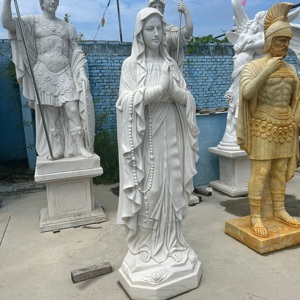 Statua Religiosa in Pietra Europea Personalizzata, Vergine Maria in Marmo Bianco per Giardino, Chiesa, Villa - Product Image 1