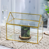 Boîte à cartes en verre en forme de maison en cuivre fait à la main Style simple Terrarium réception de mariage bijoux jardinière de table décor boîte à bijoux