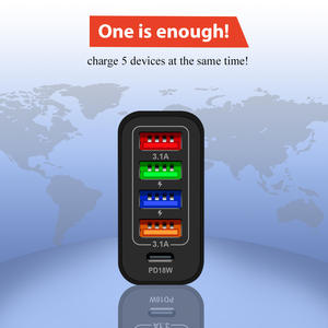 Vente en gros 48W QC3.0 Chargeur mural rapide 5 ports USB Adaptateur d'alimentation pour 11 12 13 <span class=keywords><strong>14</strong></span> <span class=keywords><strong>Pro</strong></span> <span class=keywords><strong>Max</strong></span> 5V/3A <span class=keywords><strong>Sortie</strong></span> 9V/2A Entrée - Product Image 3