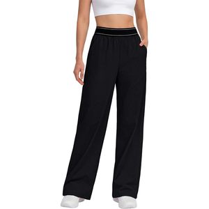 FOXA Womens Spandex/Polyester Simple <b>Track</b> <b>Pants</b> Loose <b>Straight</b> <b>Leg</b> Elastic Waist Lightweight Trousers Summer Workout Wear - Product Image 1