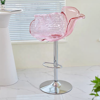 Chaise de bar de luxe légère Chaise en pétale en résine Sculpture transparente Chaise de loisirs pour hôtel et restaurant