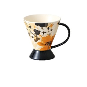 Taza de café de oficina de pie alto de cerámica personalizable segura para microondas lavavajillas ecológico Floral Retro francés exquisito - Product Image 5