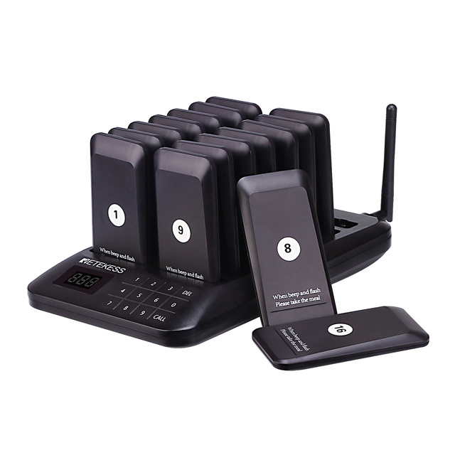 Wireless Restaurant Guest Paging System Vibration buzzer 16 vibrating Pagers for Small Restaurants Outdoor Dining Cars TD157