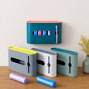Boîte de rangement murale pour sacs poubelles, 4 couleurs, distributeur de sacs en plastique anti-poussière avec plateau supérieur - Product Image 5