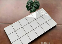 Carrelage en céramique à motif quadrillé contemporain 300x600mm, finition mate, résistant à l'usure, blanc et noir, pour sol intérieur, garantie 3 ans