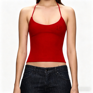 Top Corto Sexy Personalizado para Mujer con Cuello Halter, Espalda Descubierta, Lazos en la Espalda, Corte Ajustado, Elástico, Estilo Y2K, Ropa de Calle para Salir de Fiesta - Product Image 6