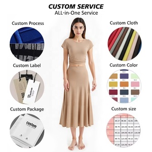 Conjunto de camisetas y falda a juego de verano Jogger Lounge Crop Top Traje de dos piezas Ropa Conjuntos de falda larga de 2 piezas para mujer - Product Image 2