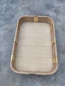 Cesta de almacenamiento tejida de estilo ratán hecha a mano, bandeja de servicio de organización diaria, ASA en caja, cocina, bandeja decorativa para el hogar, comida - Product Image 2