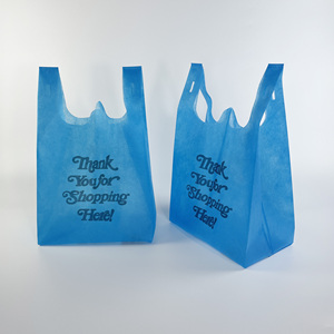 Sac de courses en tissu non tissé pour bouteilles / Sac non tissé type T-shirt à bas prix / Sac non tissé imprimé jetable - Product Image 1
