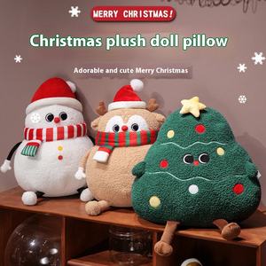 Dibujos animados Navidad Santa almohada lindo muñeco de nieve alce cojín de felpa Super suave sofá decoración para el hogar ambiente de vacaciones - Product Image 2