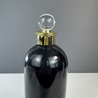 Bouteille de shampoing Hengjian noire au design unique, en plastique PET de luxe, 1000 ml (1 L), avec pompe dorée, pour shampoing et savon.